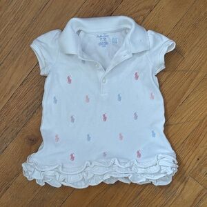 White Ralph Lauren Baby Shirt with Multicolor Pony Embroidery